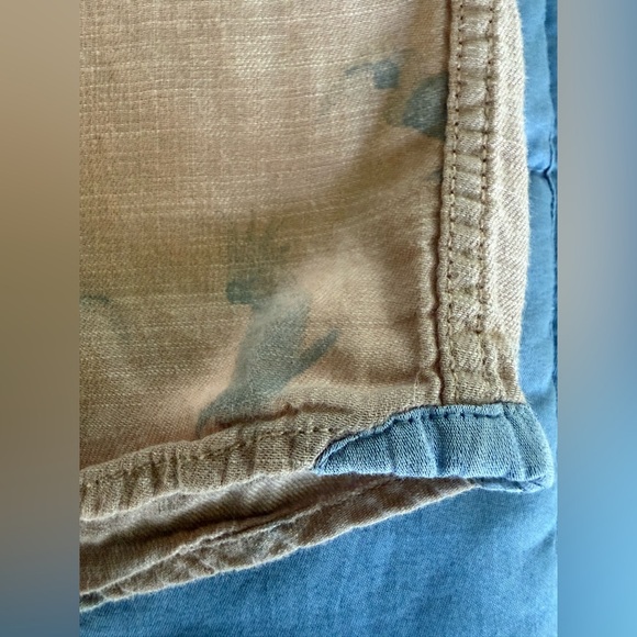 EUC Grayers Bird Print Linen-Blend Shirt Peach Tan Casual Short Sleeve L Soft - Picture 4 of 8